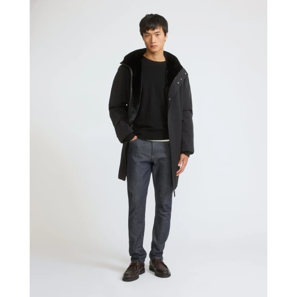 Yves Salomon Reversible Long-Haired Mink and Technical Fabric Parka in Black | Men's Coats | Coveti