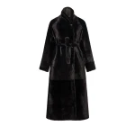 Yves Salomon Reversible Long Lacon Lamb Shearling Coat in Brown | Shearling Coat | Coveti