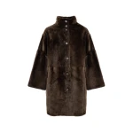Yves Salomon Reversible Oversized Lamb Shearling Coat in Brown | Shearling Coat | Coveti