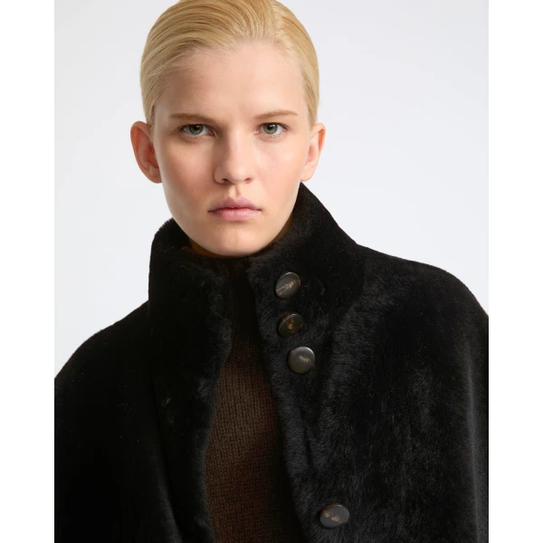 Yves Salomon Reversible Oversized Lamb Shearling Coat in Brown | Shearling Coat | Coveti