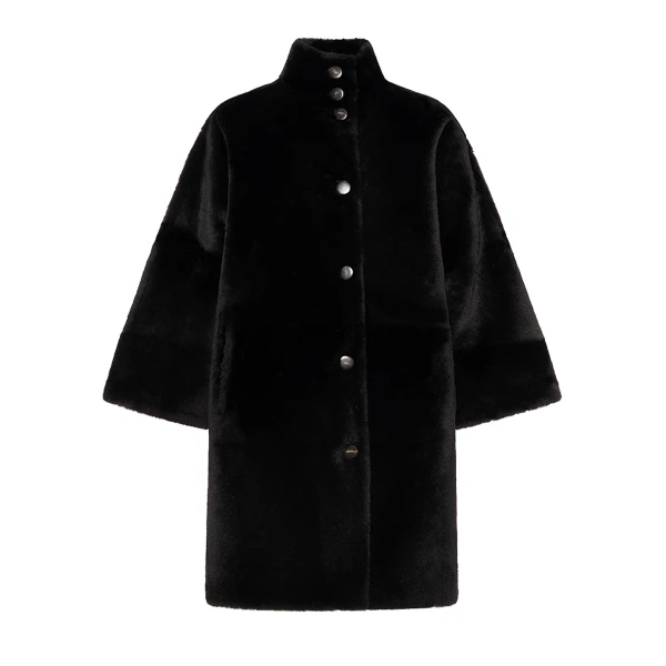 Reversible Oversized Lamb Shearling Coat in Brown