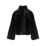 Yves Salomon Reversible Short Toscana Lambskin Shearling Jacket in Black | Shearling Jackets | Coveti
