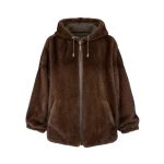 Yves Salomon Reversible Technical Fabric Hoodie with Mink Fur in Khaki | Women | Coveti
