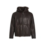 Yves Salomon Reversible Toscana Lambskin Shearling Hoodie in Brown | Men Jackets | Coveti