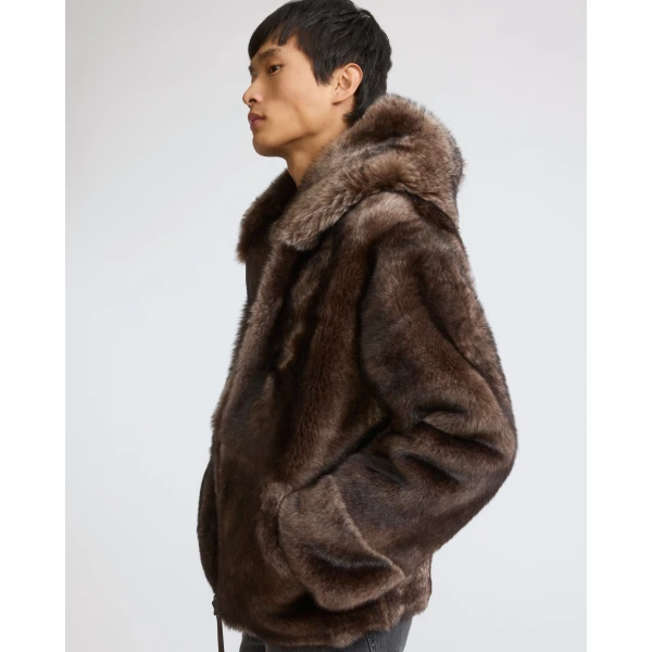 Yves Salomon Reversible Toscana Lambskin Shearling Hoodie in Brown | Men's Jackets | Coveti
