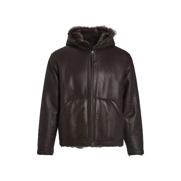 Yves Salomon Reversible Toscana Lambskin Shearling Hoodie in Brown | Men Jackets | Coveti