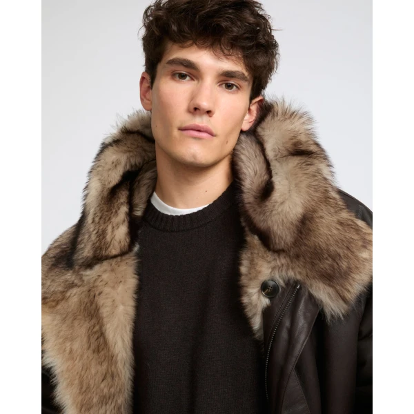 Yves Salomon Reversible Toscana Shearling Fur-Effect Parka in Brown | Men's Coats | Coveti