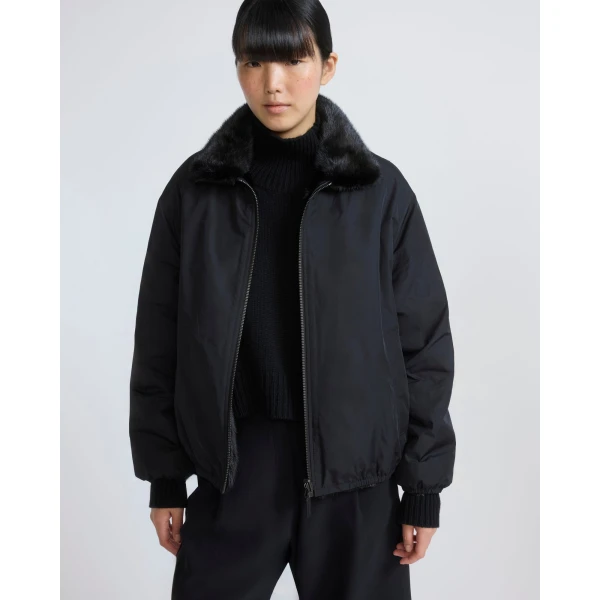 Yves Salomon Reversible Water-Repellent Bomber with Mink Fur in Black | Jackets | Coveti
