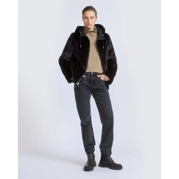 Yves Salomon Reversible Water-Repellent Hooded Jacket with Mink Fur in Black | Jackets | Coveti