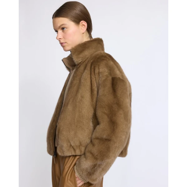 Yves Salomon Reversible Water-Repellent Jacket with Mink Fur in Beige | Jackets | Coveti