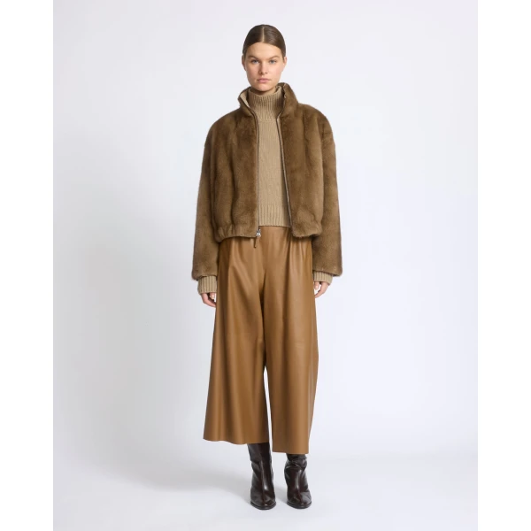 Yves Salomon Reversible Water-Repellent Jacket with Mink Fur in Beige | Jackets | Coveti