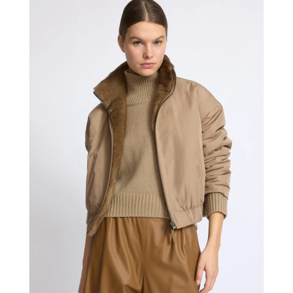 Yves Salomon Reversible Water-Repellent Jacket with Mink Fur in Beige | Jackets | Coveti