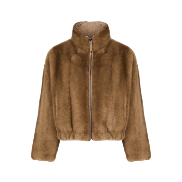 Yves Salomon Reversible Water-Repellent Jacket with Mink Fur in Beige | Women | Coveti