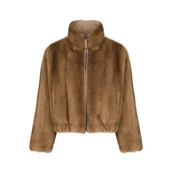 Yves Salomon Reversible Water-Repellent Jacket with Mink Fur in Beige | Women | Coveti