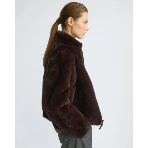 Yves Salomon Reversible Water-Repellent Jacket with Mink Fur in Deep Bordeaux | Jackets | Coveti