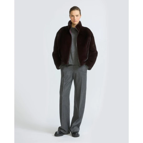 Yves Salomon Reversible Water-Repellent Jacket with Mink Fur in Deep Bordeaux | Jackets | Coveti