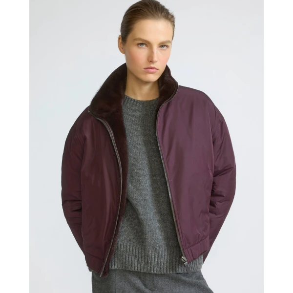 Yves Salomon Reversible Water-Repellent Jacket with Mink Fur in Deep Bordeaux | Jackets | Coveti