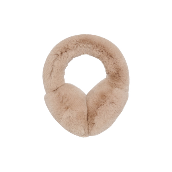 Yves Salomon Rex Rabbit Fur Earmuffs in Beige | Women | Coveti