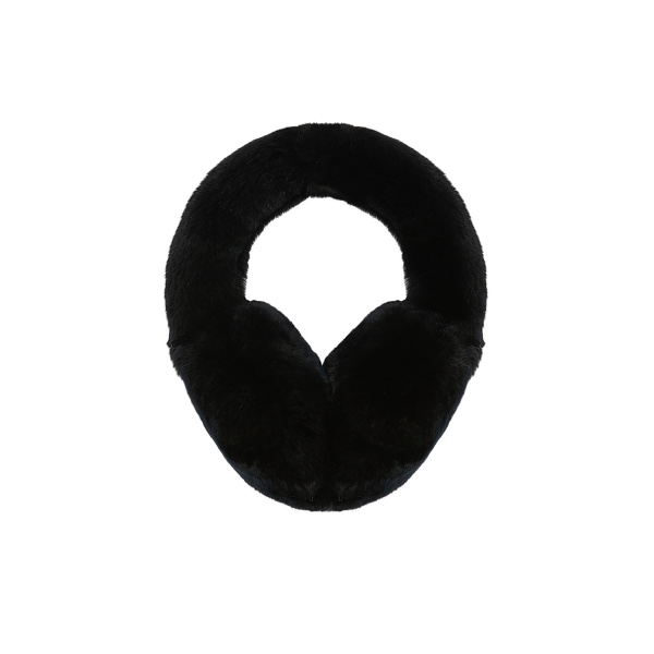 Yves Salomon Rex Rabbit Fur Earmuffs in Black | Hats | Coveti