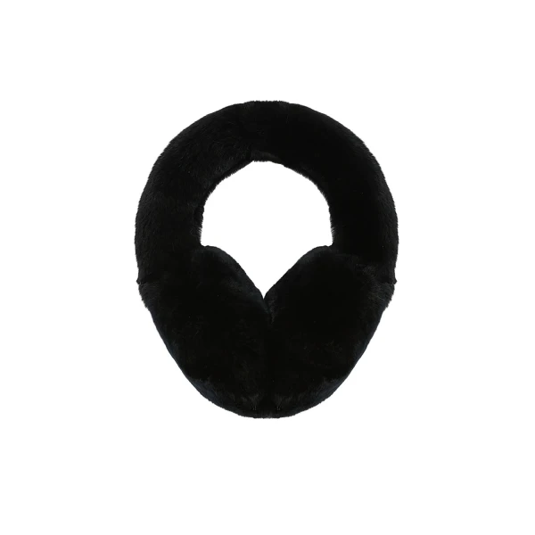 Yves Salomon Rex Rabbit Fur Earmuffs in Black | Hats | Coveti