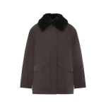 Yves Salomon Shirt-Collar Waterproof Parka with Lambskin Shearling in Dark Brown | Coats | Coveti