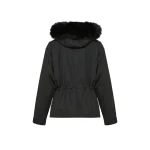 Yves Salomon Short Cotton Parka with Fox and Rabbit Fur in Black | Jackets | Coveti