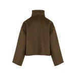 Yves Salomon Short Double-Sided Cashmere Wool Jacket with Lambskin Leather in Brown | Jackets | Coveti