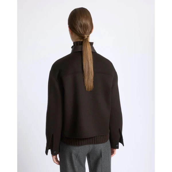 Yves Salomon Short Double-Sided Cashmere Wool Shirt in Brown | Jackets | Coveti