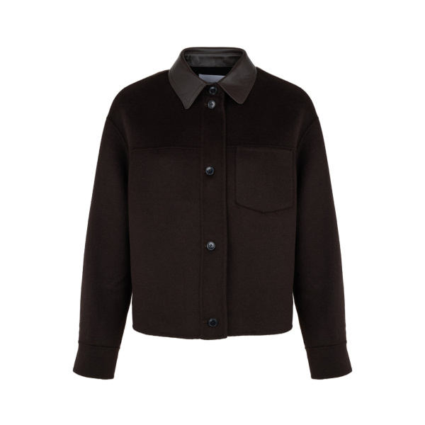 Yves Salomon Short Double-Sided Cashmere Wool Shirt in Brown | Jackets | Coveti