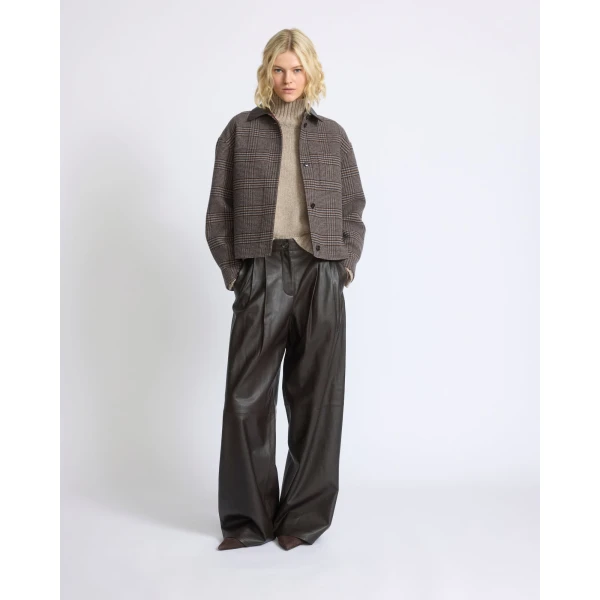 Yves Salomon Short Double-Sided Cashmere Wool Shirt in Russet | Jackets | Coveti