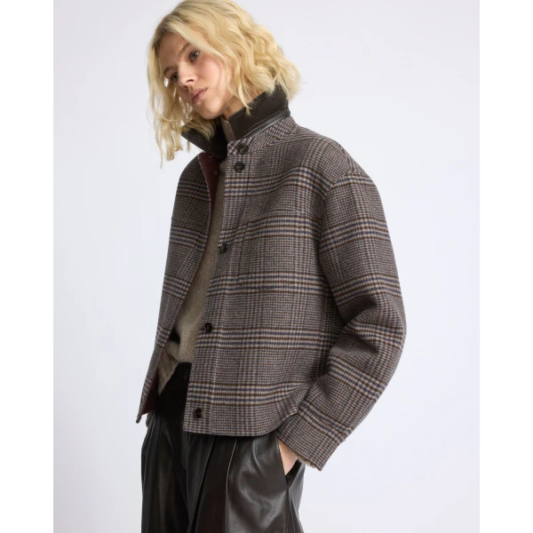 Yves Salomon Short Double-Sided Cashmere Wool Shirt in Russet | Jackets | Coveti
