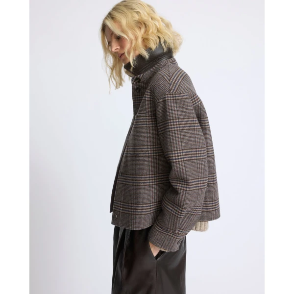 Yves Salomon Short Double-Sided Cashmere Wool Shirt in Russet | Jackets | Coveti