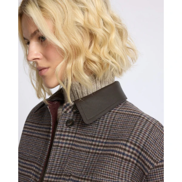 Yves Salomon Short Double-Sided Cashmere Wool Shirt in Russet | Jackets | Coveti