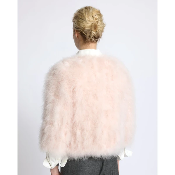 Yves Salomon Short Feather Jacket in Beige | Jackets | Coveti