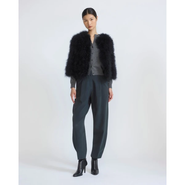 Yves Salomon Short Feather Jacket in Black | Jackets | Coveti