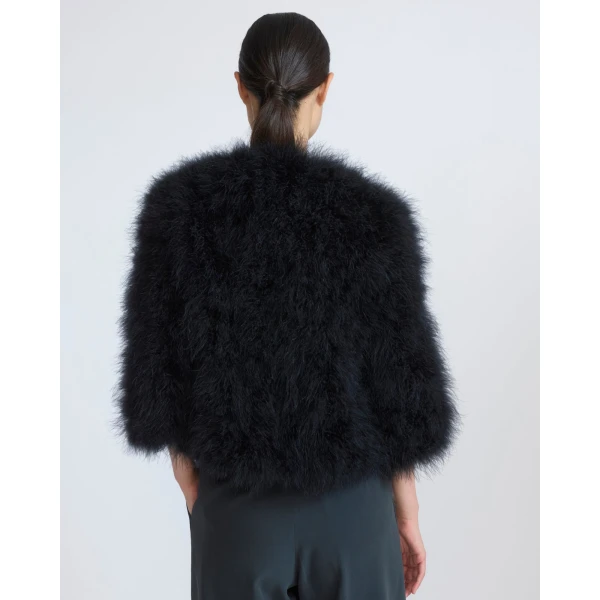Yves Salomon Short Feather Jacket in Black | Jackets | Coveti