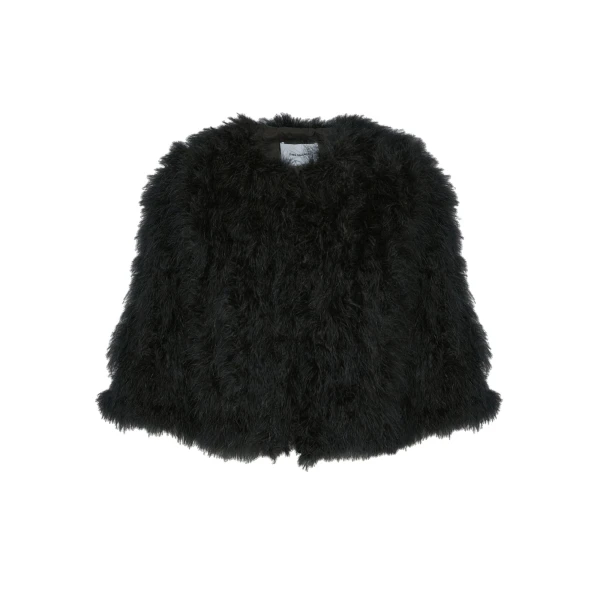 Yves Salomon Short Feather Jacket in Black | Women | Coveti