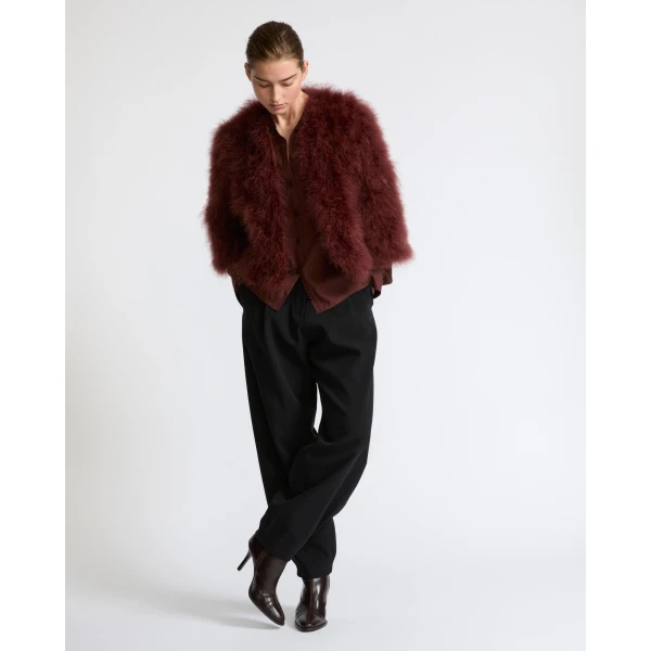 Yves Salomon Short Feather Jacket in Brown | Jackets | Coveti