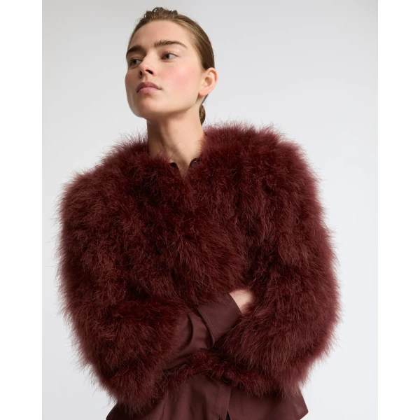 Yves Salomon Short Feather Jacket in Brown | Jackets | Coveti