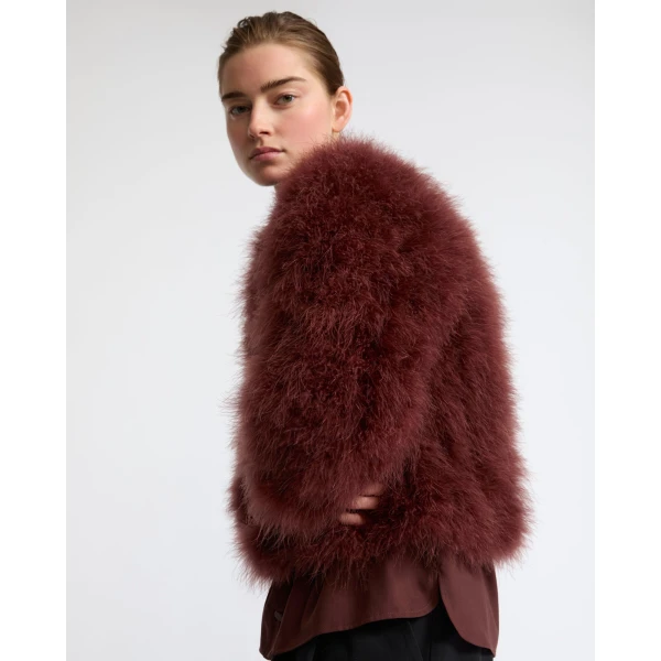 Yves Salomon Short Feather Jacket in Brown | Jackets | Coveti