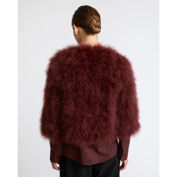 Yves Salomon Short Feather Jacket in Brown | Jackets | Coveti