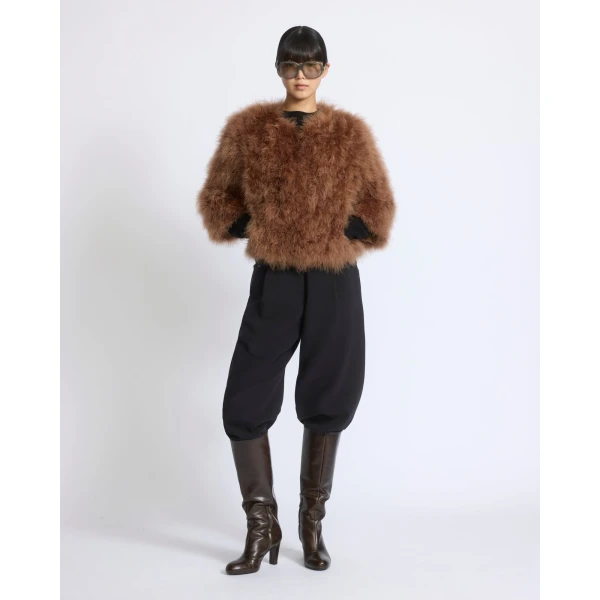 Yves Salomon Short Feather Jacket in Camel | Jackets | Coveti