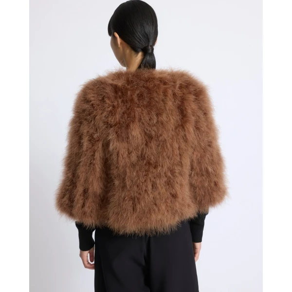 Yves Salomon Short Feather Jacket in Camel | Jackets | Coveti
