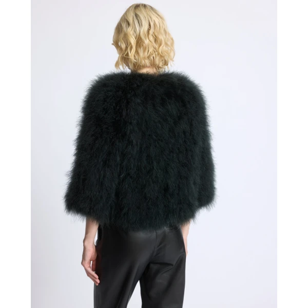 Yves Salomon Short Feather Jacket in Dark Teal | Jackets | Coveti