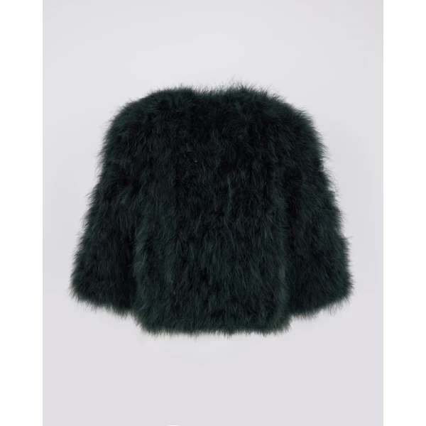 Yves Salomon Short Feather Jacket in Dark Teal | Jackets | Coveti