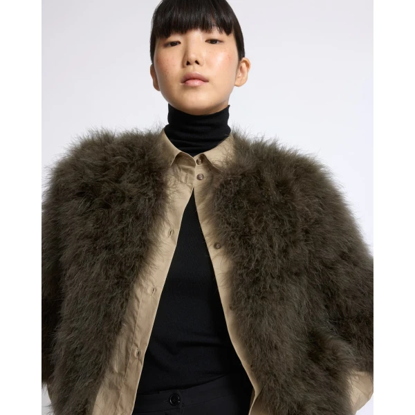 Yves Salomon Short Feather Jacket in Green | Jackets | Coveti