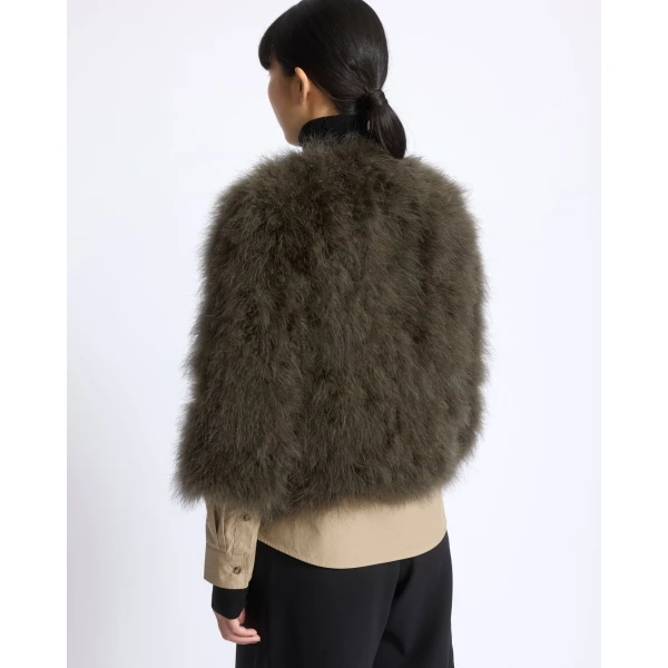 Yves Salomon Short Feather Jacket in Green | Jackets | Coveti