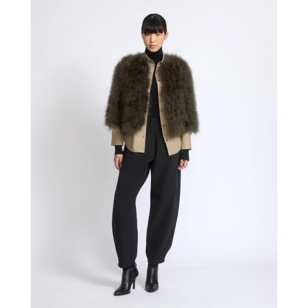 Yves Salomon Short Feather Jacket in Green | Jackets | Coveti