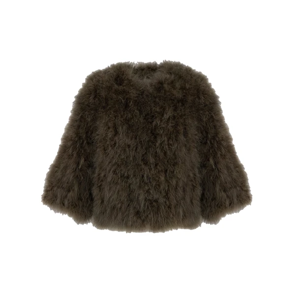Yves Salomon Short Feather Jacket in Green | Women | Coveti