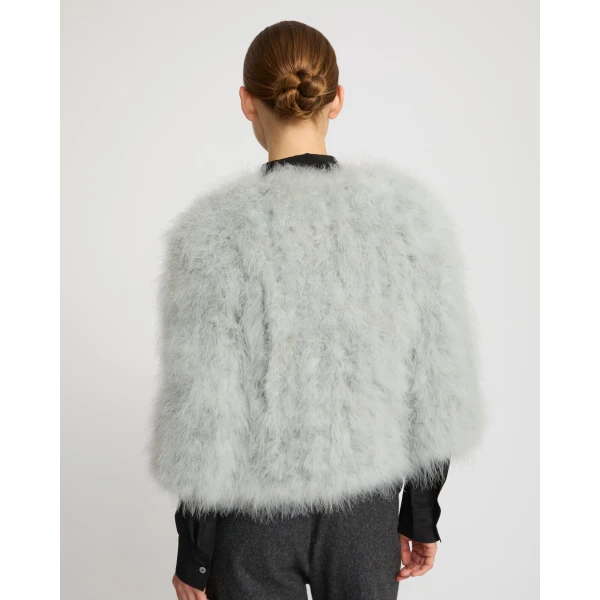 Yves Salomon Short Feather Jacket in Grey | Jackets | Coveti